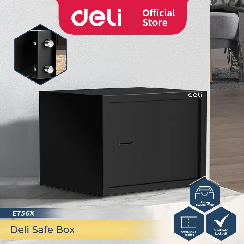 Deli Kotak Penyimpanan / Safe Box Hitam ET56X 0