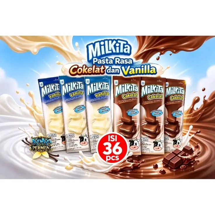 Milkita Pasta Rasa Cokelat dan Vanilla Isi 36 Pcs - Produk Susu Berkualitas Tinggi