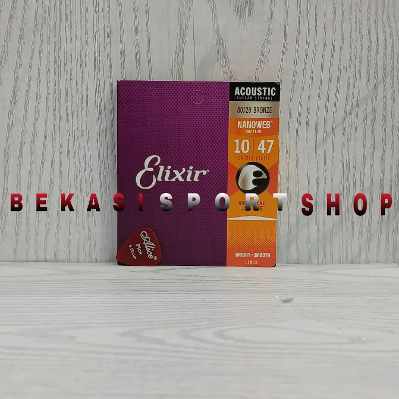 Senar Gitar Elixir Nano Web Akustik Acoustic Anti/Tahan Karat  010/047 Satu set Asli 0