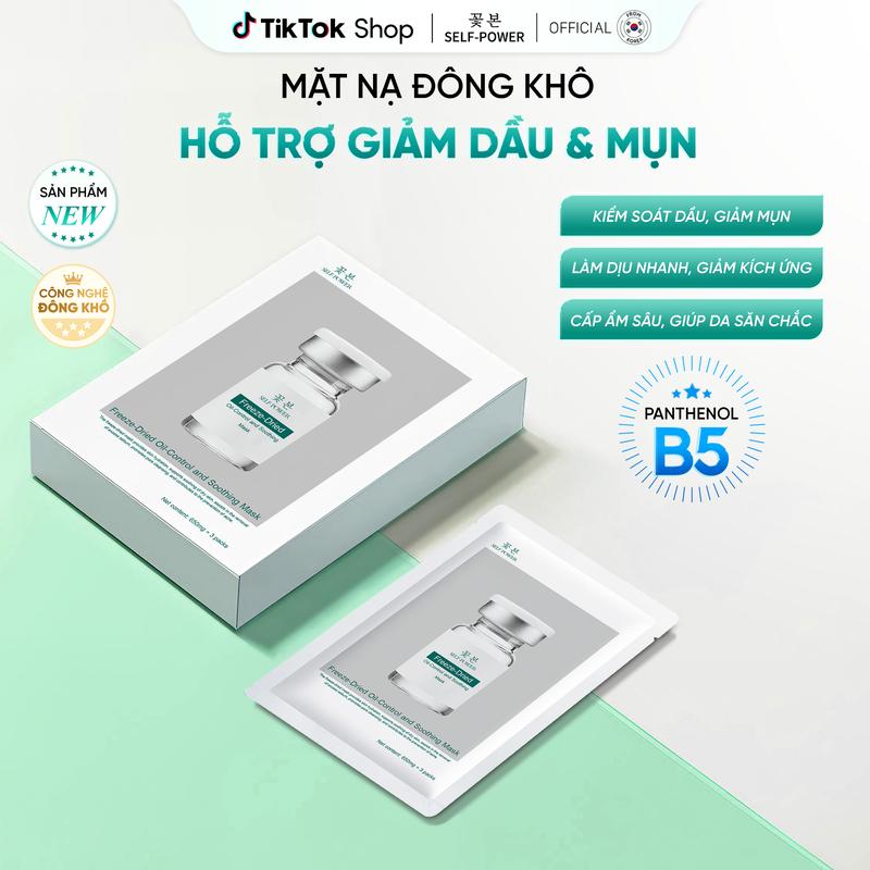 SELF POWER Mặt Nạ Dành Cho Da Dầu Mụn Kiểm Soát Dầu Giảm Mụn Làm Dịu Da Mụn Hỗ Trợ Giảm Kích Ứng Cấp Ẩm Sâu Công Nghệ Đông Khô Hàn Quốc Cho Nam Và Nữ 650mg