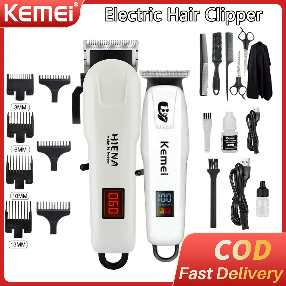HIENA Men's hair clipper T-shaped blade trimmer set, men's professional cordless hair clipper set, with LED display screen Electronic