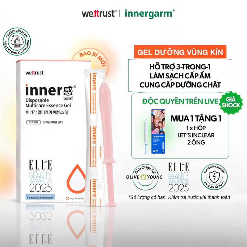 ĐỘC QUYỀN TRÊN LIVE - Mua 1 Tặng 1 Hộp 10 ống Dung dịch vệ sinh vùng kín gel InnerGarm Multicare Essence Gel Cam | tặng 1 hộp Let's InClear 2 ống