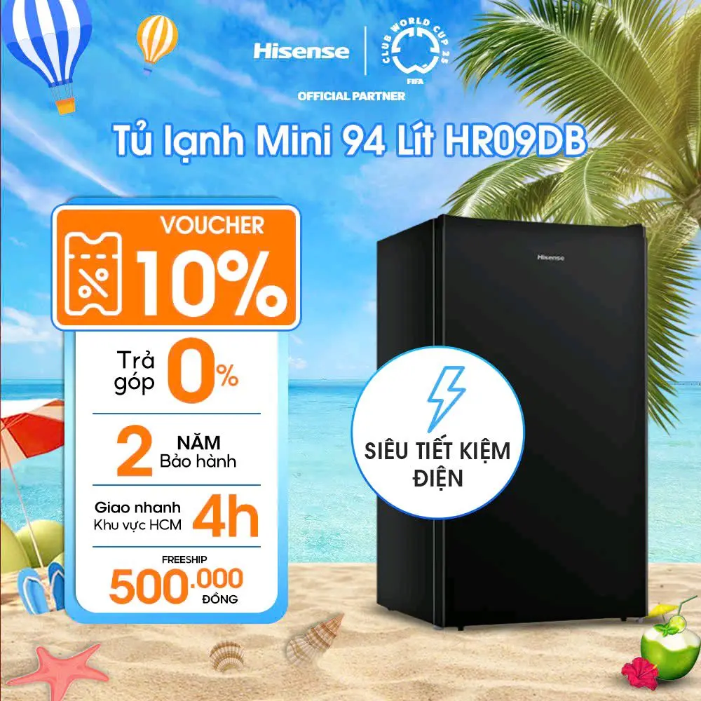 Tủ lạnh mini Hisense 94 lít HR09DB Tiết kiệm điện, Giao hàng toàn quốc