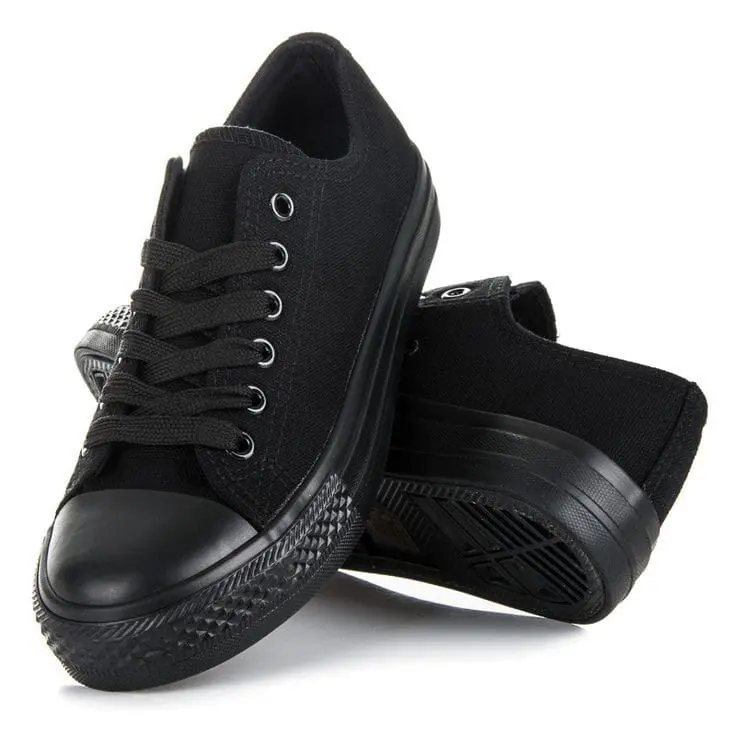 MAX STAR Sepatu Sekolah Anak Laki Laki Full Hitam Size 31-43 Fashion