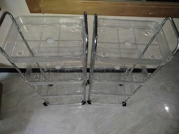 Product Review of 【SPESIAL Live COD 24 Shipping】AONEZ Rak Troli Susun Stainless steel RakKosmetik Serbaguna Rak kamar mandi Rak Salon Trolley Dengan Keranjang jaring akrilik transpara rak meja aesthetic from b**2 a**k 0