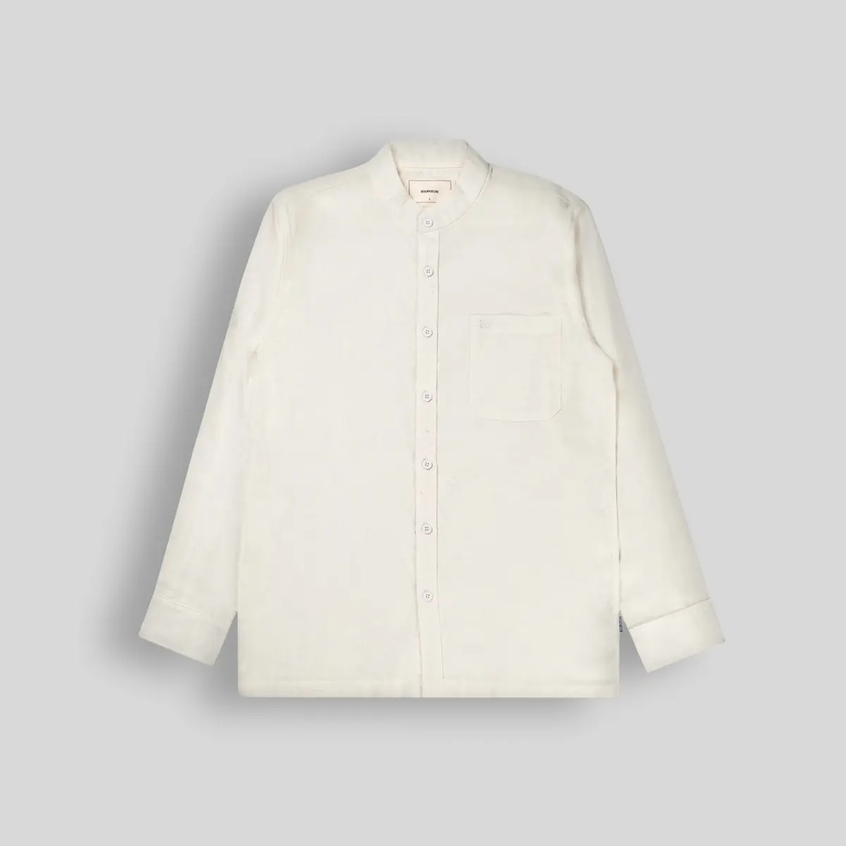 BOURGEOIS Straight Collar Cotton Linen Long Sleeve
