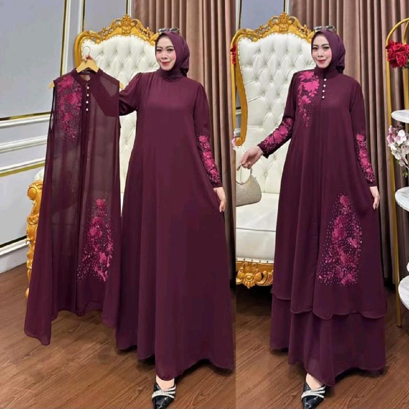 GAMIS KARINA SET ROMPI BAHAN CERUTY LD 110 PB 138 BB 45-75KG BEST SELLER    ld 120 muat bb 55-85kg 8
