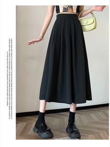 White pleated skirt, slimming half-length skirt, A-line skirt, mid-length high-waisted umbrella skirt jersey  skirt