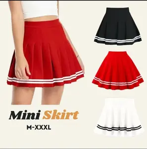 Rok Mini Wanita List Sripe Putih Hitam Moy Skirt Rok Olahraga Scuba Sport