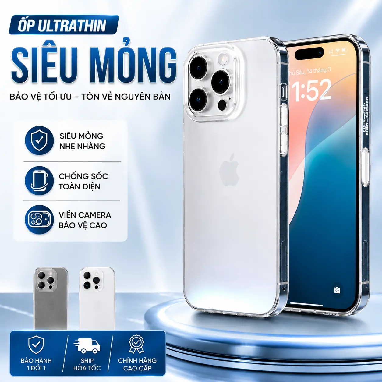 [ViGear] Ốp Lưng ULTRATHIN 0.8mm Siêu Mỏng – Trong Suốt Mềm Dẻo, Tương Thích iPhone X–17