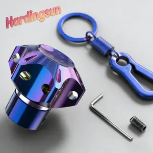Kunci Motor Titanium Head Cover CNC Modified DIY Key Motor Head Burn Racing Boat Hexagonal Key Ring Keychain
