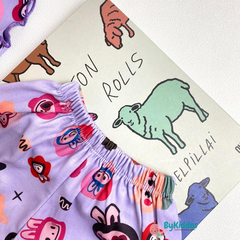 ByKiddos - Baju Labubu Anak Perempuan Lokal / Setelan Labubu Anak Perempuan / Set Celana Pendek dan Lengan Pendek / Baju Santai Anak 5