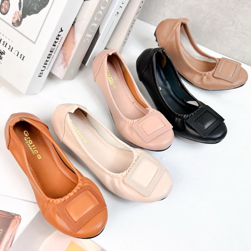 Sepatu Wanita Flat Shoes Balet Gratica AP 0079 Karet Hitam 6