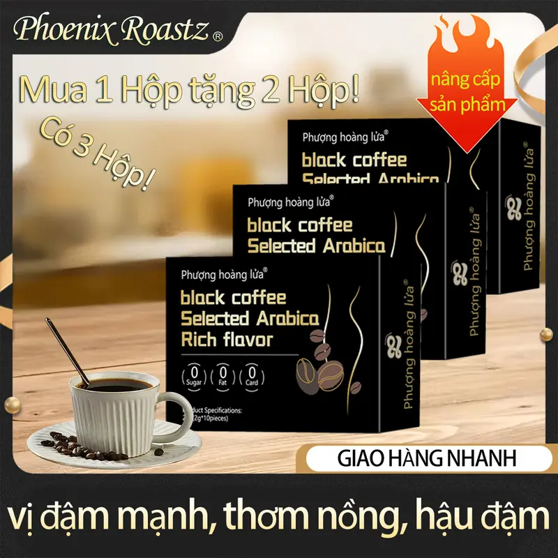 【COD】【 Mua 1 tặng 2,Có 3 Hộp】Cà Phê Hòa Tan 1 hộp 10 gói Đen Thuần Khiết Không Đường Có thể dùng nóng hoặc lạnh Cafe Coffee cà  phê 0
