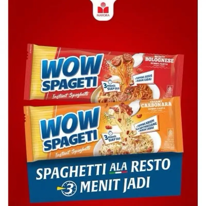 ￼WOW SPAGETI AGLIO OLIO| WOW SPAGETI CARBONARA MEATY BOLOGNESE [ 1 RENCENG @75G] | SPAGHETTI VIRAL | WOW SPAGHETTI INSTANT | WOW SPAGETI MAYORA | CREAMY CARBONARA PASTA