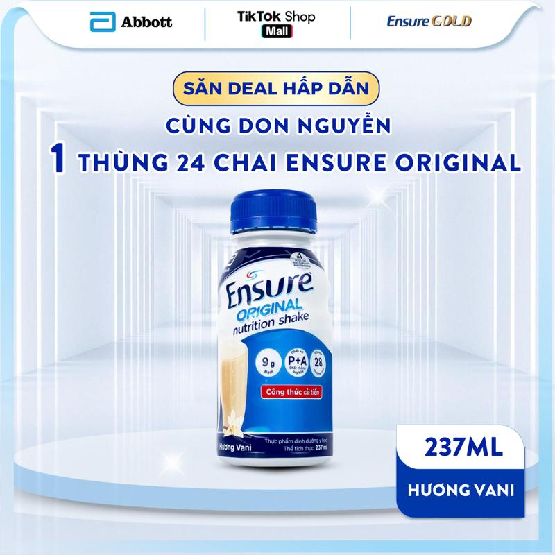 [DEAL DON NGUYỄN] 1 THÙNG 24 CHAI SỮA ENSURE ORIGINAL DẠNG LỎNG HƯƠNG VANI 237ML