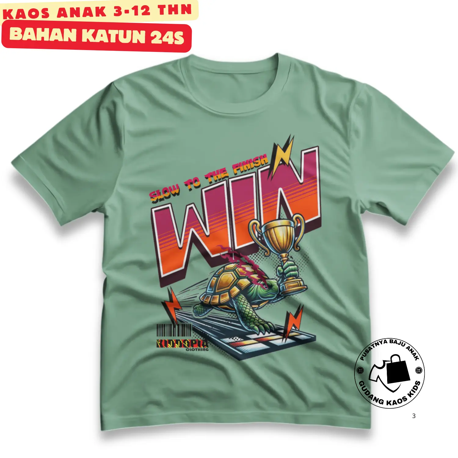 Kaos Anak Kartun Kura-kura  Bahan Katun Combed 24s Tebal dan Lembut Usia 3-12 Tahun Junior Fashion Anak
