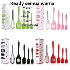 Set Alat Masak Silikon (Isi 5 pcs) / Spatula / Sutil Silikon Food Grade Tahan Panas | Baking Props Set 5in1