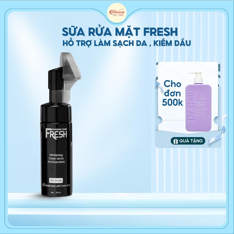 DR CELL Sữa Rửa Mặt Fresh 150ML - Đầu Cọ Massage Silicon Chuyên Dụng Giúp Da Sạch Sâu Ngăn Ngừa Mụn & Tặng Toner BHA Sạch Da Nhỏ Chân Lông Giảm Mụn Kiểm Đầu