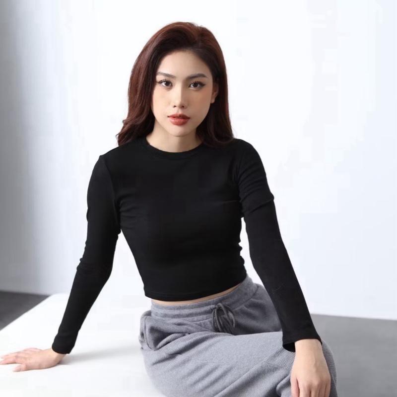 A201 Áo thun nữ phom croptop ôm body nhiều màu trơn tăm lạnh quảng châu áo thun crt body 100% cotton size dưới 53kg