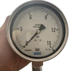 WIKA pressure gauge 4 inch bottom Ss 0-15 bar drat 1/2 npt