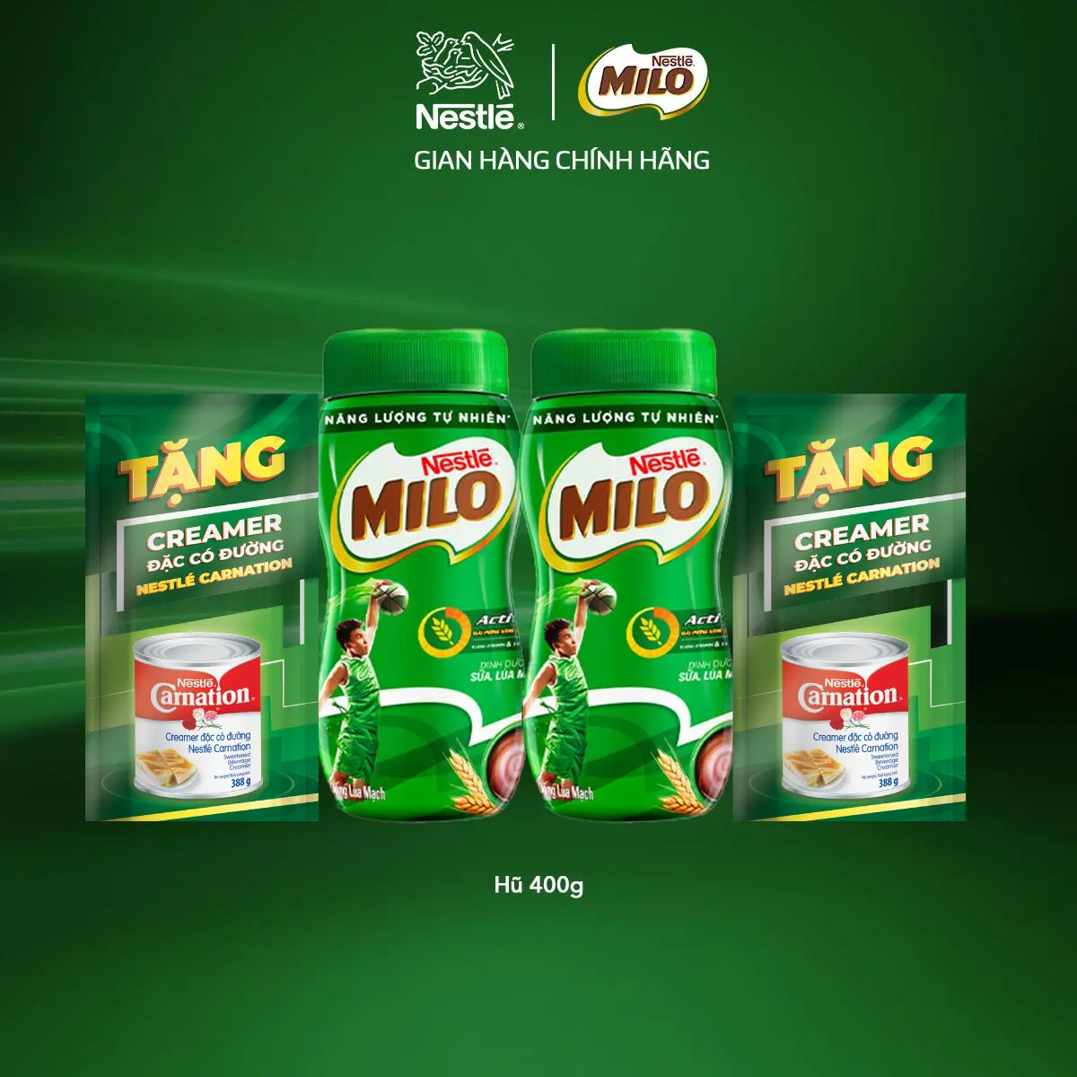 [Tặng kèm 2 lon sữa đặc] Nestlé VN Combo 2 Hũ nhựa Thức uống lúa mạch Nestlé MILO Nguyên chất 400g-ST