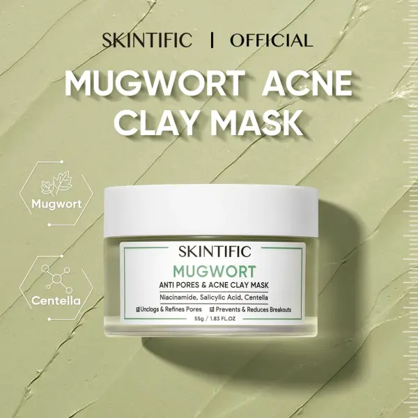 SKINTIFIC Mugwort Mask Anti Pores & Acne Clay Mask 55g Relieves Acne Moisturizing Oil Control