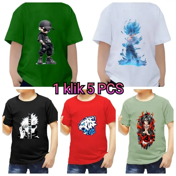 Paket Murah 1 Klik Dapat 5 Baju Kaos Anak Laki-Laki Atasan - Fashion 0
