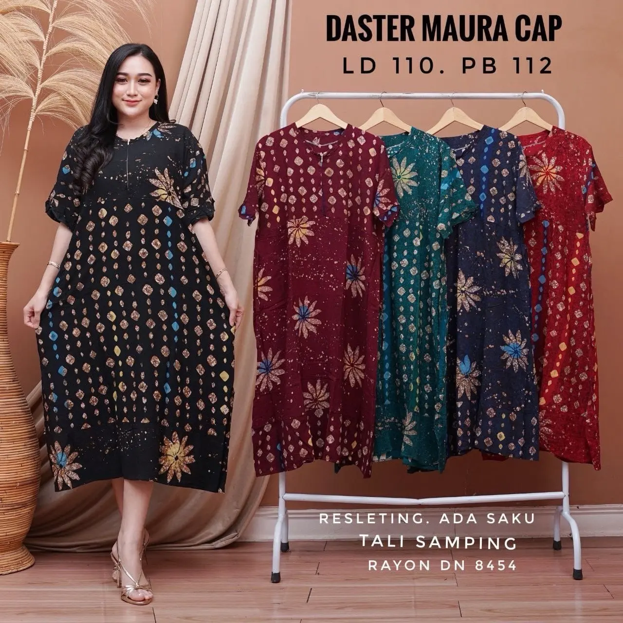 DASTER  Wanita JUMBO CAP  BUSUI  Dress  BatikMotif Pendek Rayon Tebal