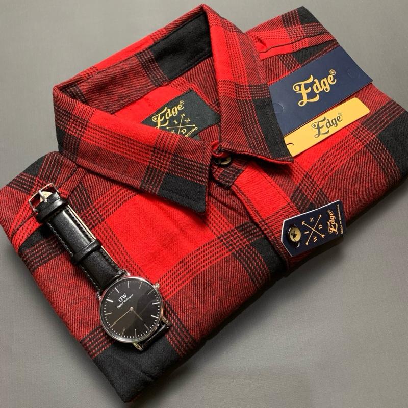Kemeja Flanel Semi Woll Premium Lengan Panjang Model Kekikinian Oversize Hitam Motif Terlaris Unisex Pria 4