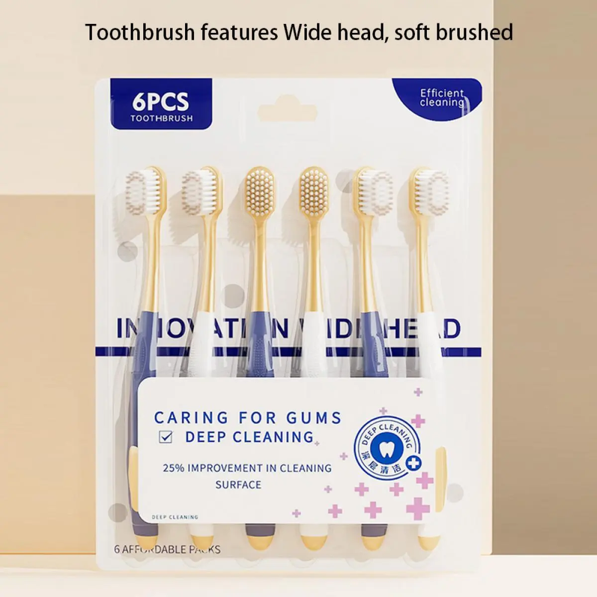 Berus Gigi, Sam 's Supermarket Sama, Rambut Lembut Ultra Halus, Berus Gigi Kepala Lebar, Mewah, Sesuai untuk Rumah dan Perjalanan, Berus Gigi Pembersihan, Set 6