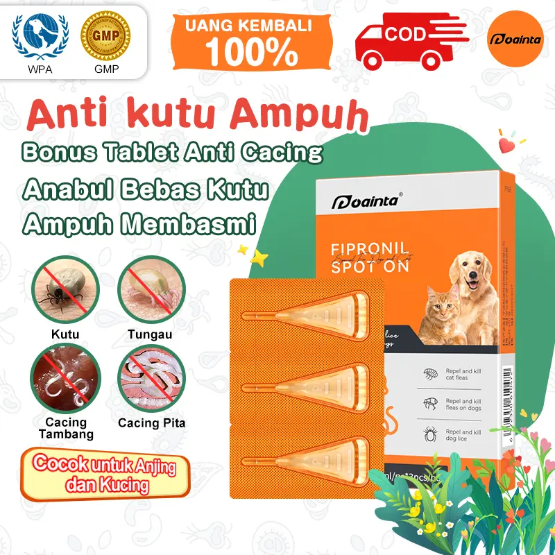 【Gratis Tablet Anti Cacing】Tetes Anti Kutu Anjing Kucing | Solusi Kutu Tetes Tengkuk 0.5ml/0.67ml