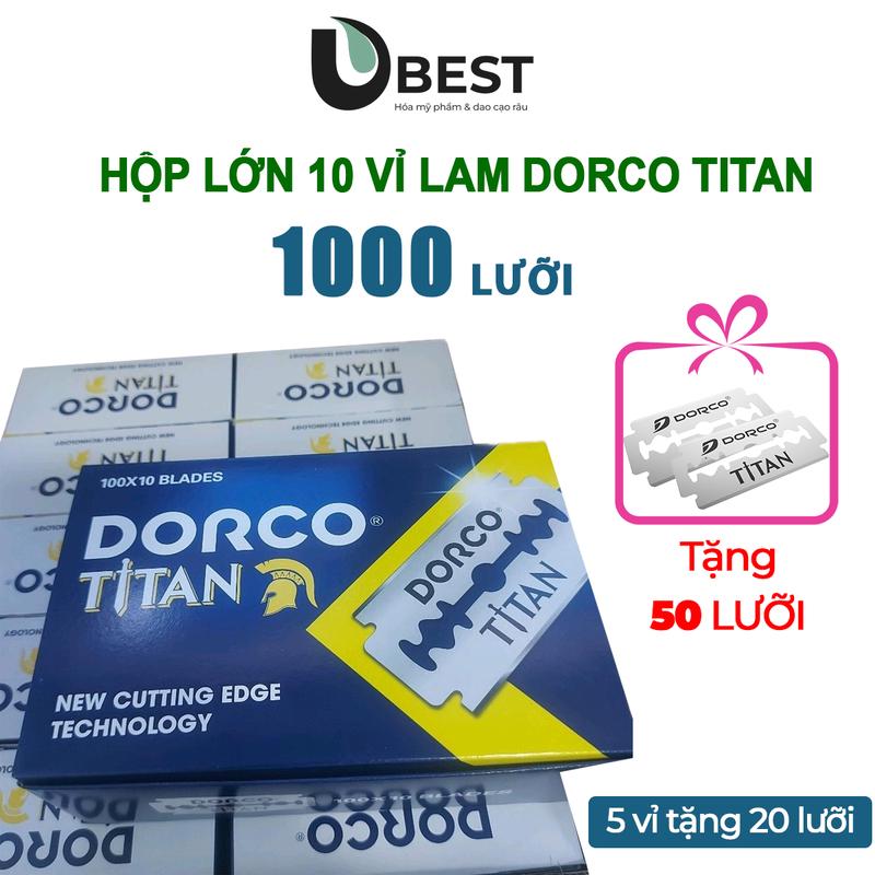 Vỉ 100 lưỡi lam DorcoTitan màu xanh chất lượng cao - Cạo Râu