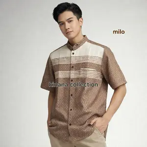 Kinana Collection Kemeja Koko Pria Dewasa Lengan Pendek Terbaru Lebaran Motif Songket Katun Grade A Halus Lembut Size M L XL Baju Muslim Premium