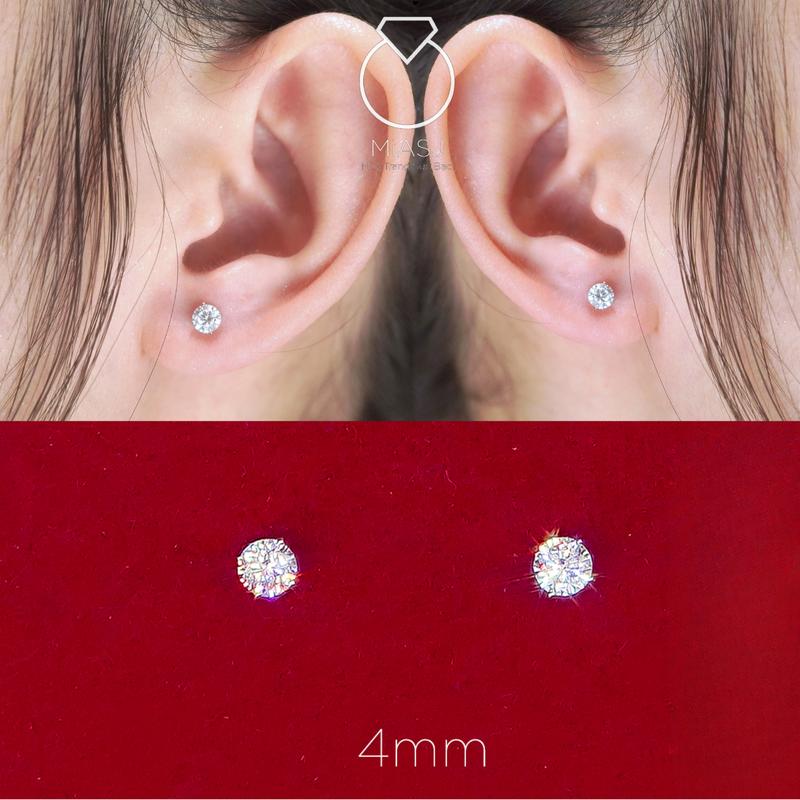 LIVE BÔNG NỤ 4li - khuyên tai hột nụ tròn chốt đẩy Bạc Ý S925 đá CZ6A cao cấp | MiA Trang sức bạc