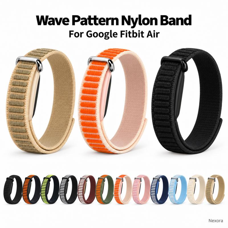 Phù hợp với dòng Google Fitbit Air, dây đeo đồng hồ thay thế được làm từ nylon đan hai màu, dây đeo có thể điều chỉnh kèm khóa móc và vòng.