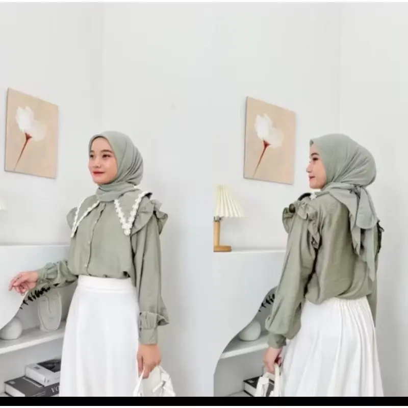KEMEJA BLOUSE RENDA BASIC KOREAN STYLE 0