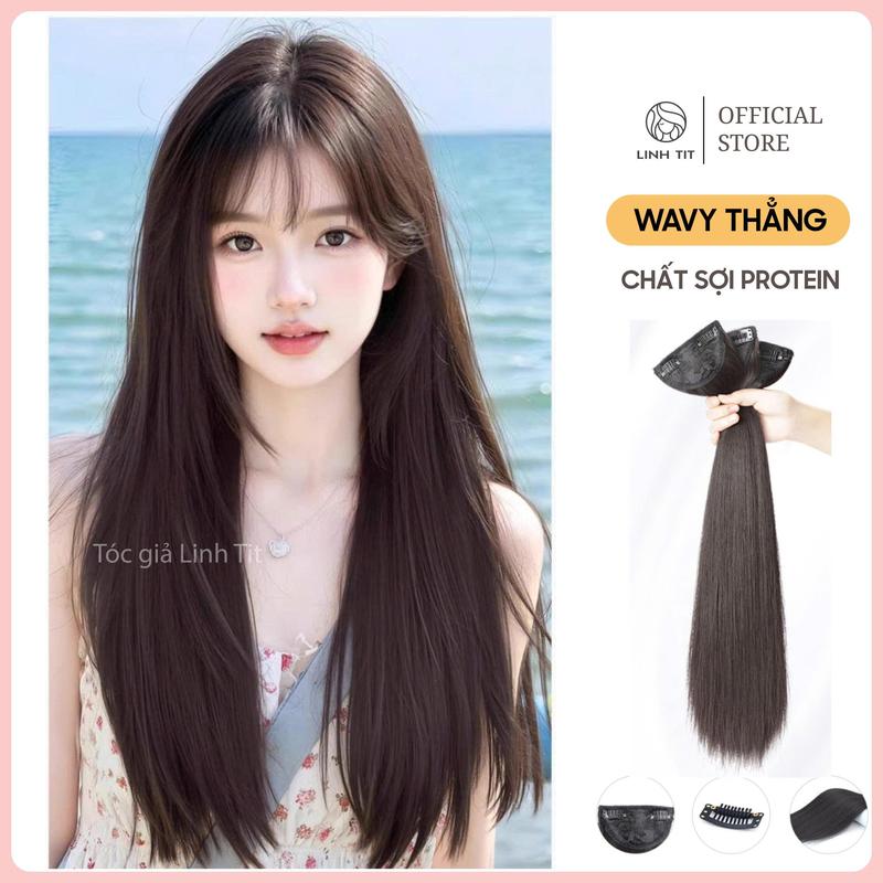 WAVY thẳng - 3 phím kẹp PROTEIN sợi tơ siêu thực Tóc Giả Linh Tít
