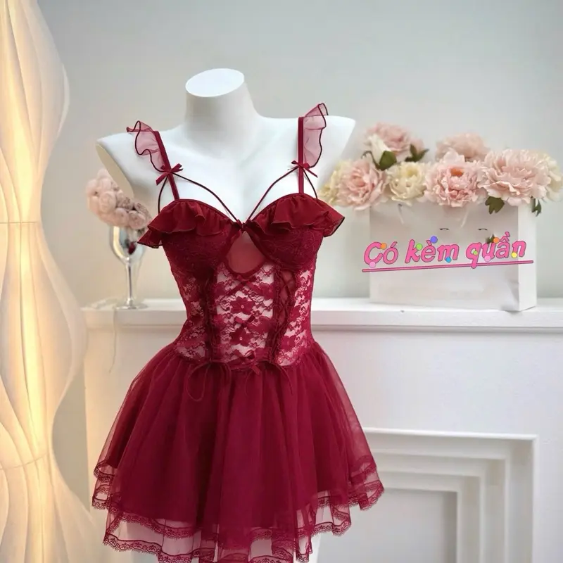 Bộ hai dây đen hồng có mút SP150 cao cấp quảng châu mặc nhà 1