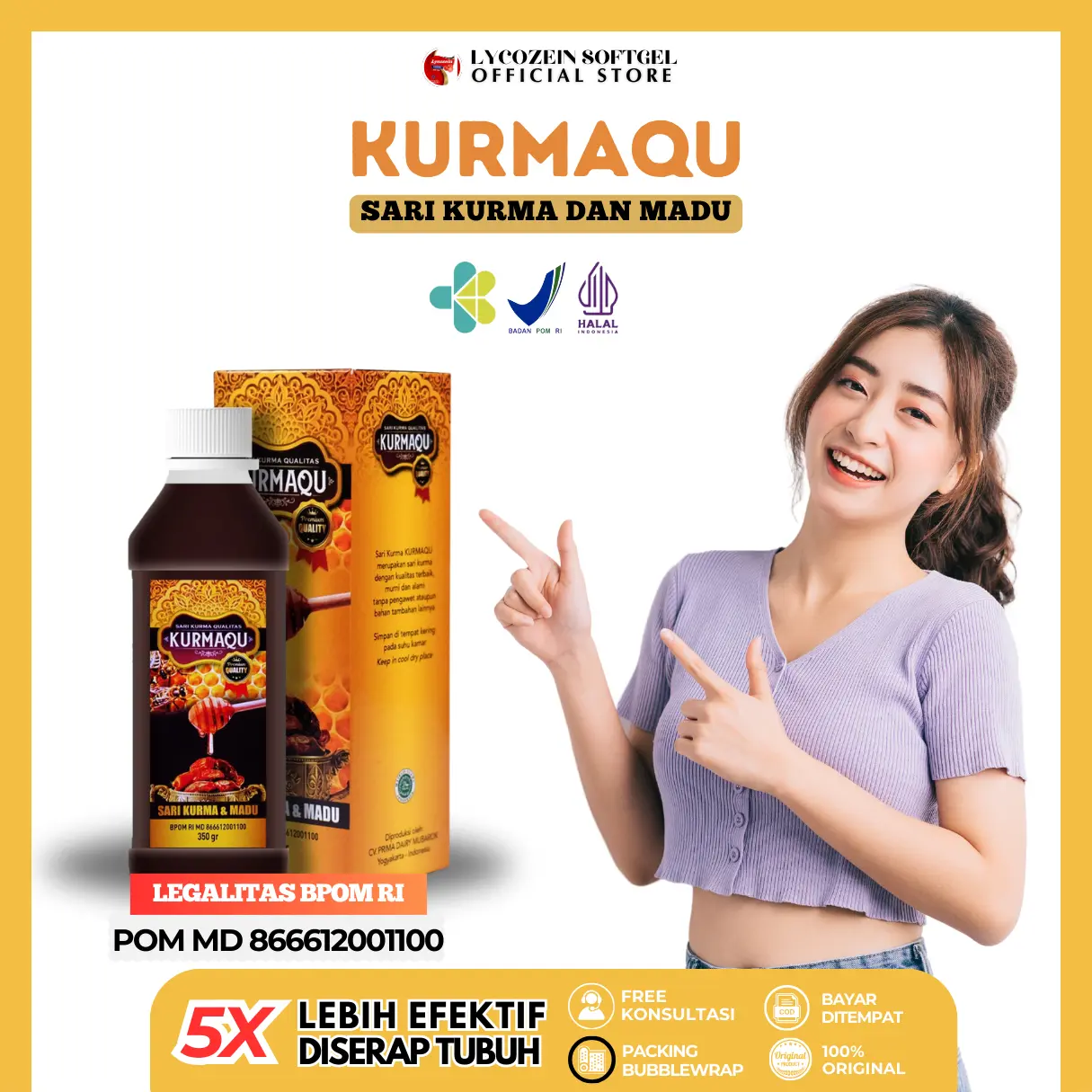 KURMAQU - Sari Kurma dan Madu Flora Isi 350gr Herbal Alami Tanpa Efek Samping