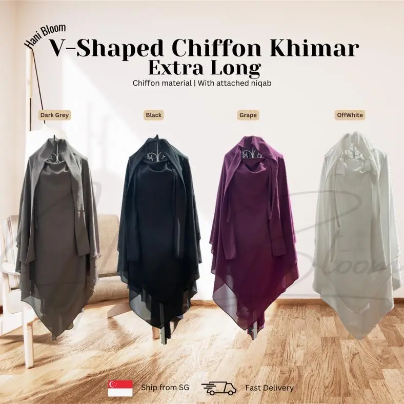 V Shaped Chiffon Khimar Extra Long