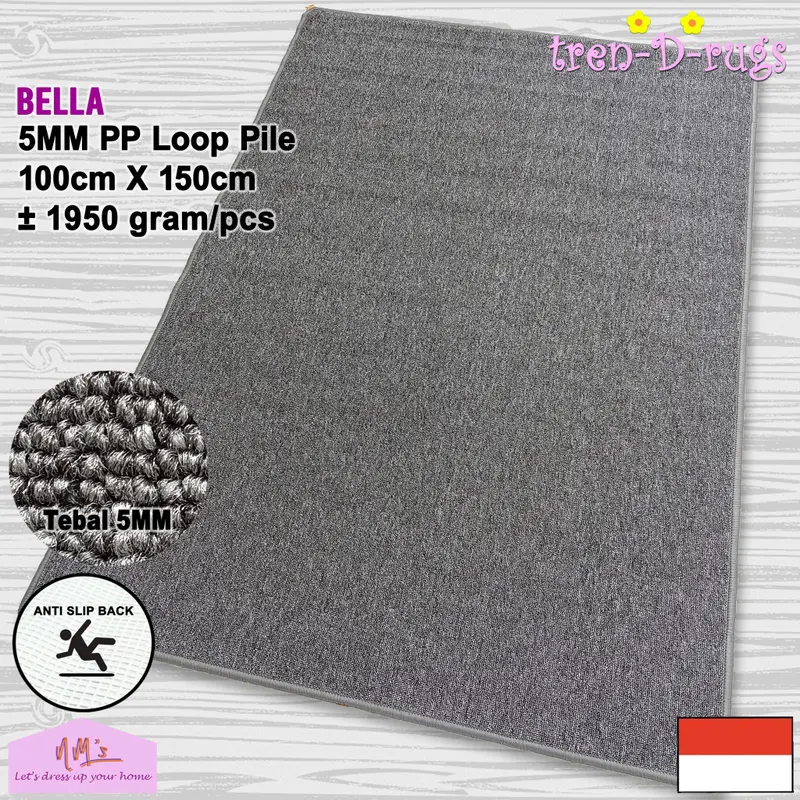 Karpet Konten Tren-D-rugs Karpet Polos Lantai Ruang Tamu Tidur Permadani Minimalis Anti slip 100 cm x 150 cm - Nms Karet 1