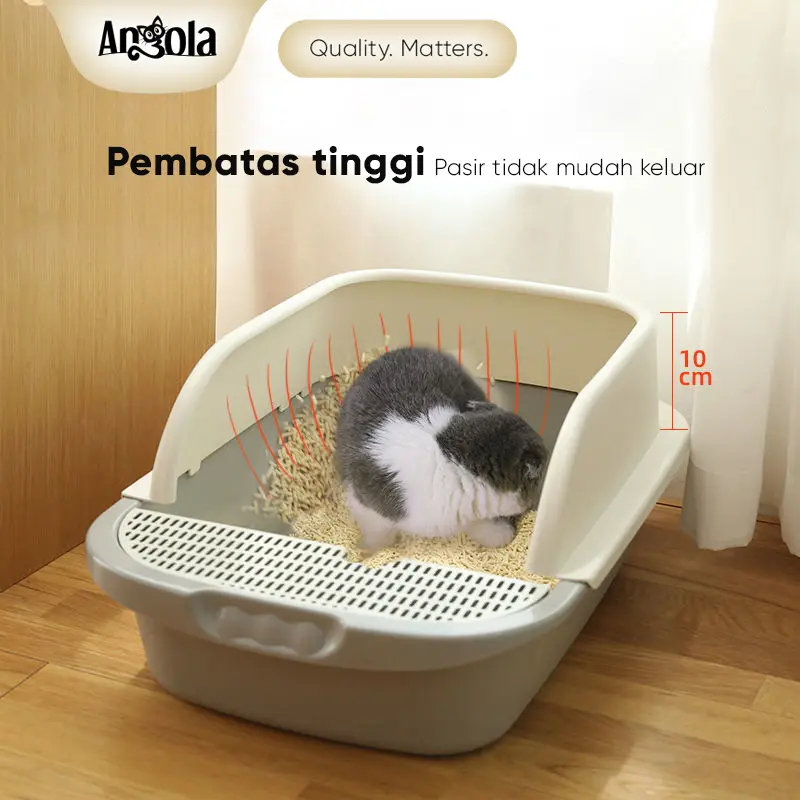 ANGOLA Cat Litter Box M06 Tempat Bak Pasir Kucing Tempat Pup Toilet Kucing 2