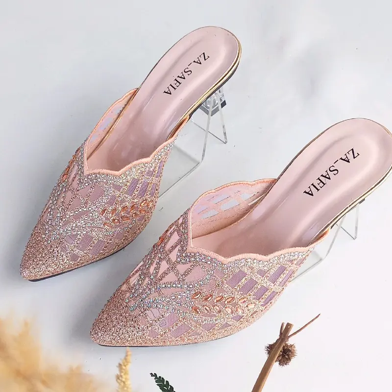 ABZR20 SN09 - Sepatu Bapau Wanita Heels Kaca 5 cm Kokop Payet 2