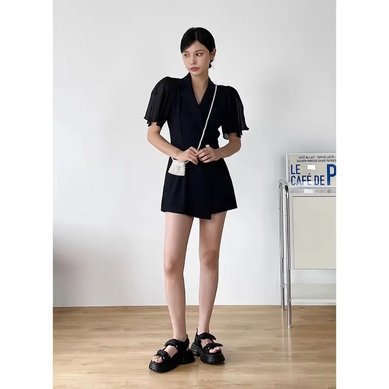JS4805 Heejin Chiffon Sleeves Romper With Belt 1