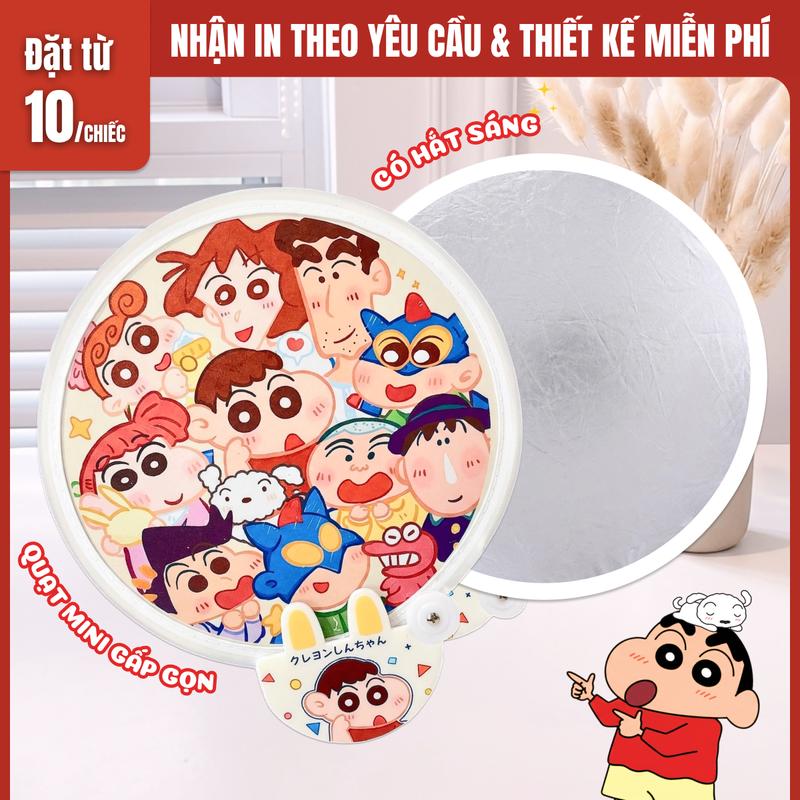 Quạt Mini Gấp Gọn Có Phản Quang Hoạt Hình Nhiều Mẫu | Quạt Xếp Cầm Tay Có Hắt…