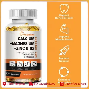 120 PCS Kapsul Kalsium Magnesium Seng Vitamin D31000MG Suplemen Kompleks Mendukung Kesehatan Tulangimuno
