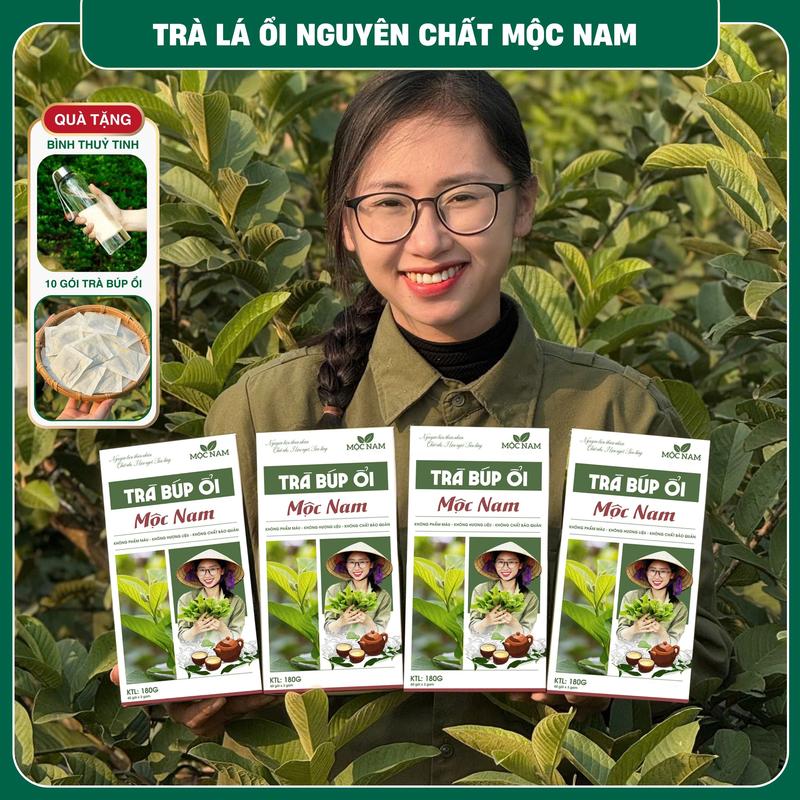 Trà Lọc Búp Ổi Nguyên Chất Mộc Nam - Mix 5 vị - 60 gói / hộp [ Lá ổi - Gạo lứt - Giảo cổ lam - Đậu đen - Lá Sen ] Mua 2 Hộp Tặng Bình Thuỷ Tinh - Mua 3 Tặng Thêm 10 Tép Trà