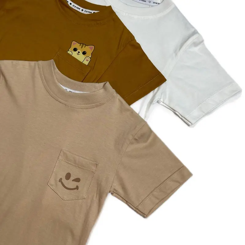 Kaos Polos Anak Bayi Unisex Premium Soft Katun 100% - Itsvow T-Shirt Saku Anak Pocket Basic Laki-Laki Perempuan Atasan Balita 1-10 Tahun 4