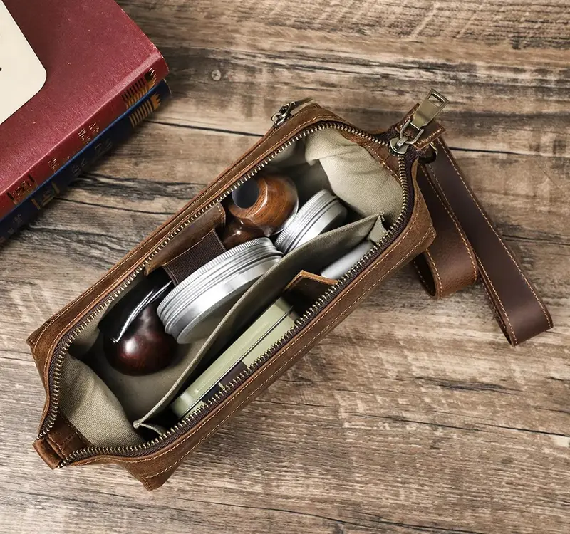 Tas Clutch Pria Kulit Asli Kantong Aksesoris - Tas Tangan Genggam Pria Retro Kulit Asli Crazy Horse 1